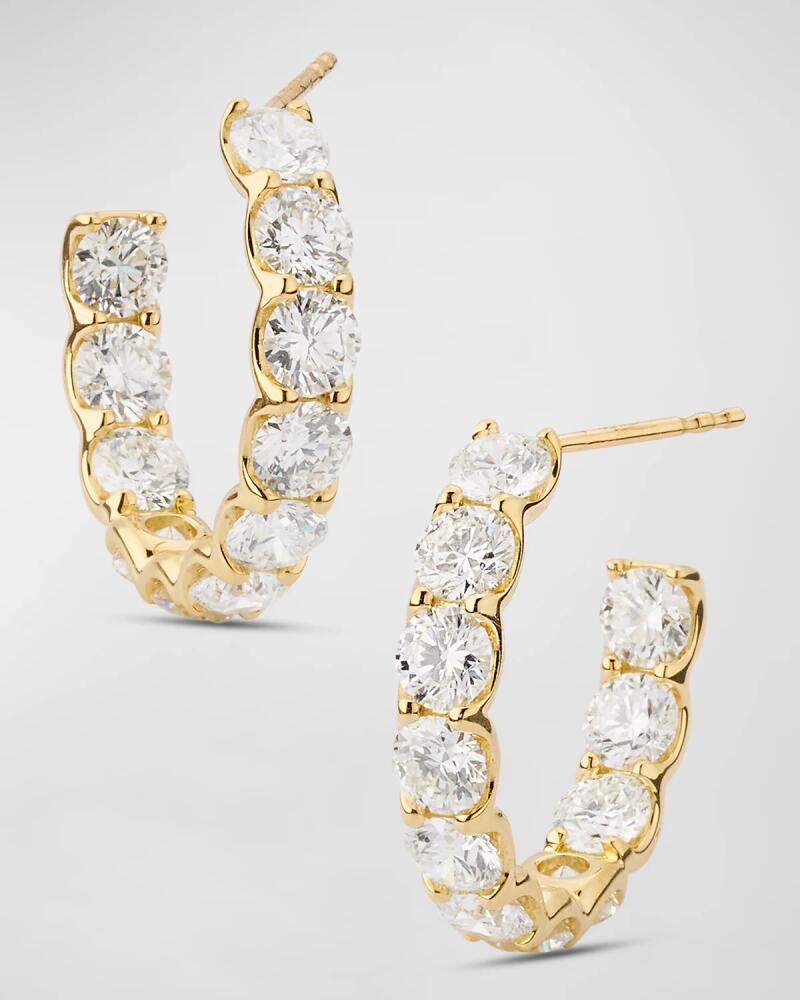 Neiman Marcus Diamonds 18K Yellow Gold Inside Out Diamond Hoop Earrings, 7.92tcw, 1"L Cover