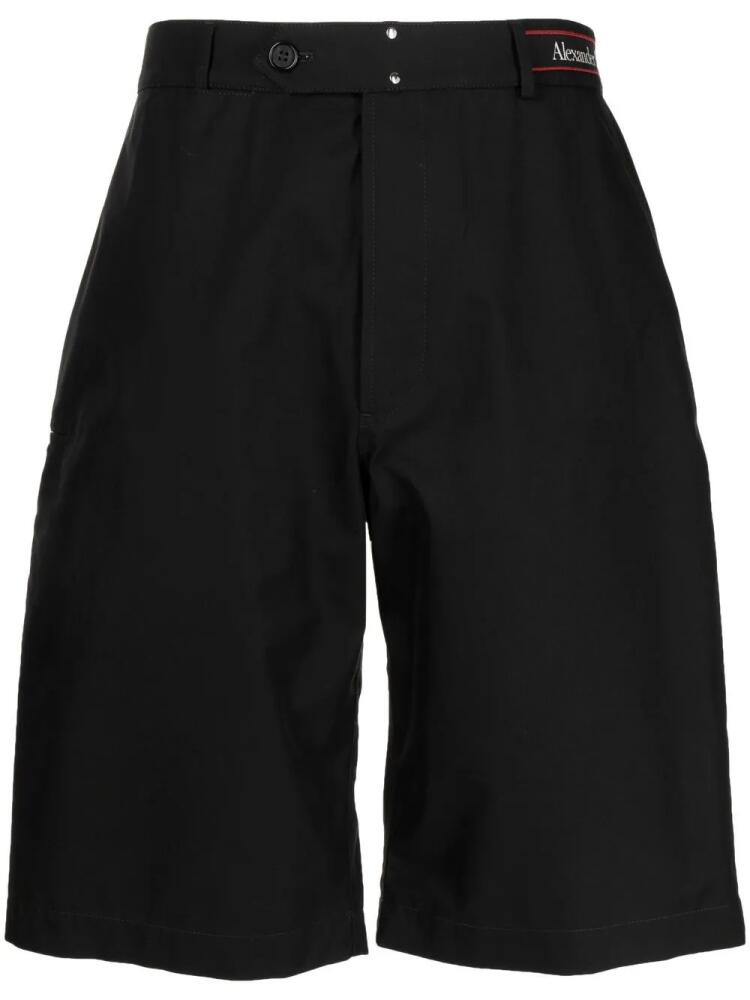 Alexander McQueen logo waistband cotton shorts - Black Cover