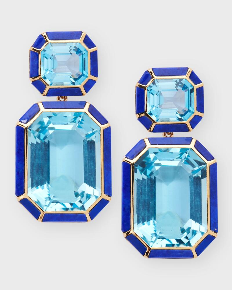 Goshwara 18K Yellow Gold Blue Topaz Earrings Cover