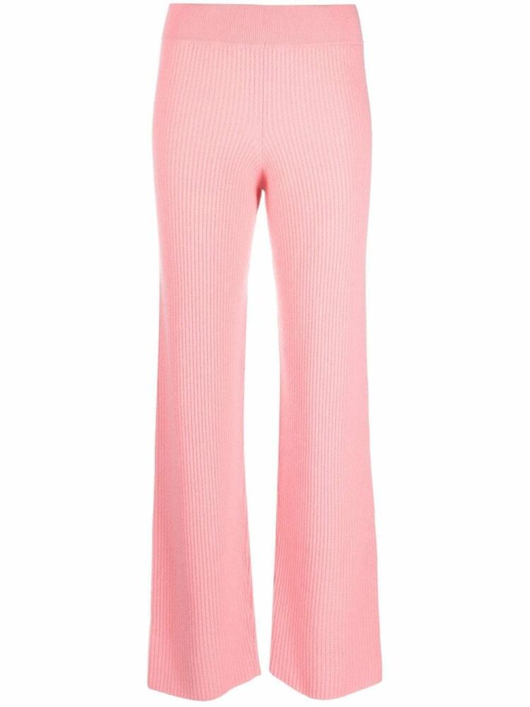 Allude ribbed-knit cashmere trousers - Pink Cover