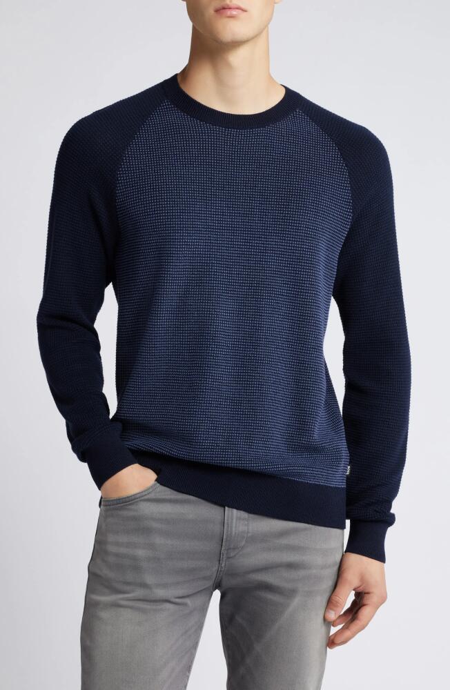 BOSS H-Dairon Crewneck Virgin Wool & Cotton Sweater in Dark Blue Cover