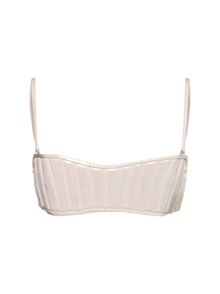 MUGLER Lamé Jersey Bandeau Bikini Top Cover