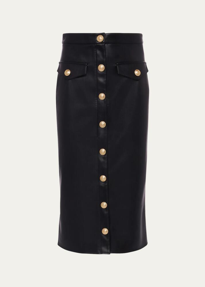 L'Agence Milan Faux Leather Midi Skirt Cover