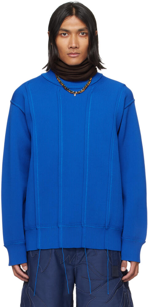 sacai Blue Pinched Seam Sweater Cover