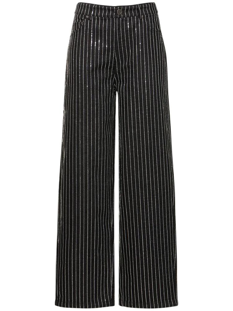 ROTATE Sequined Cotton Twill Wide Pants Cover