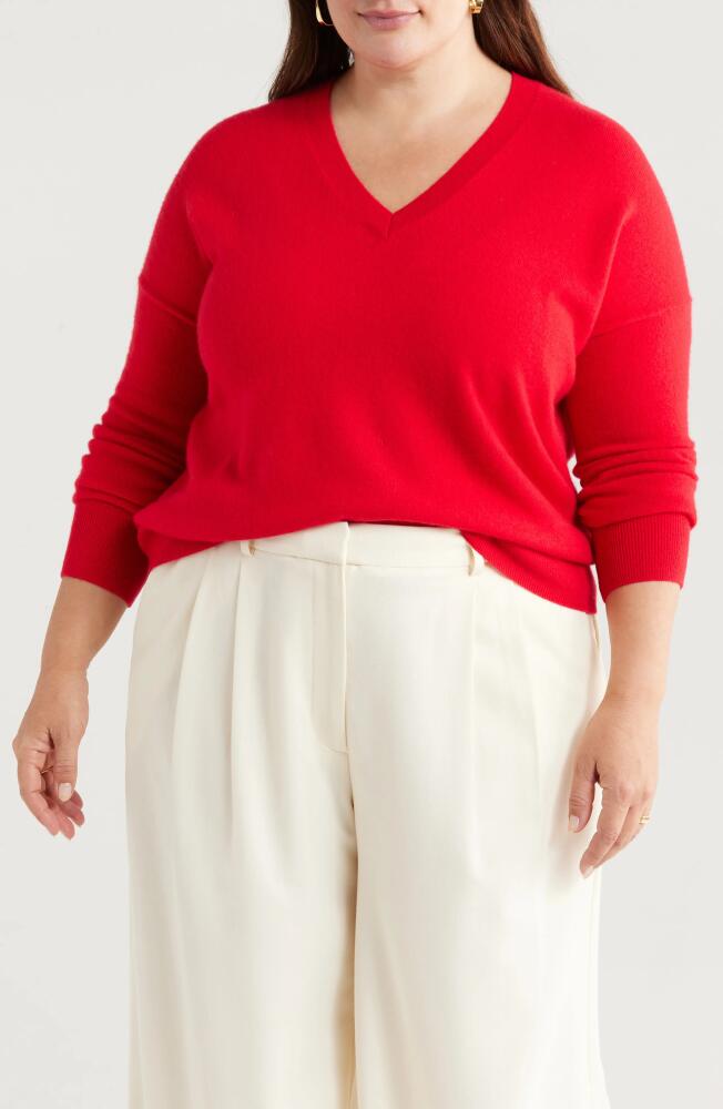 Nordstrom Cashmere V-Neck Sweater in Red Toreador Cover