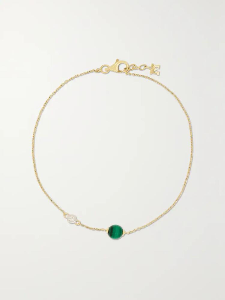 Mateo - Dot 14-karat Gold, Malachite And Diamond Bracelet - Green Cover