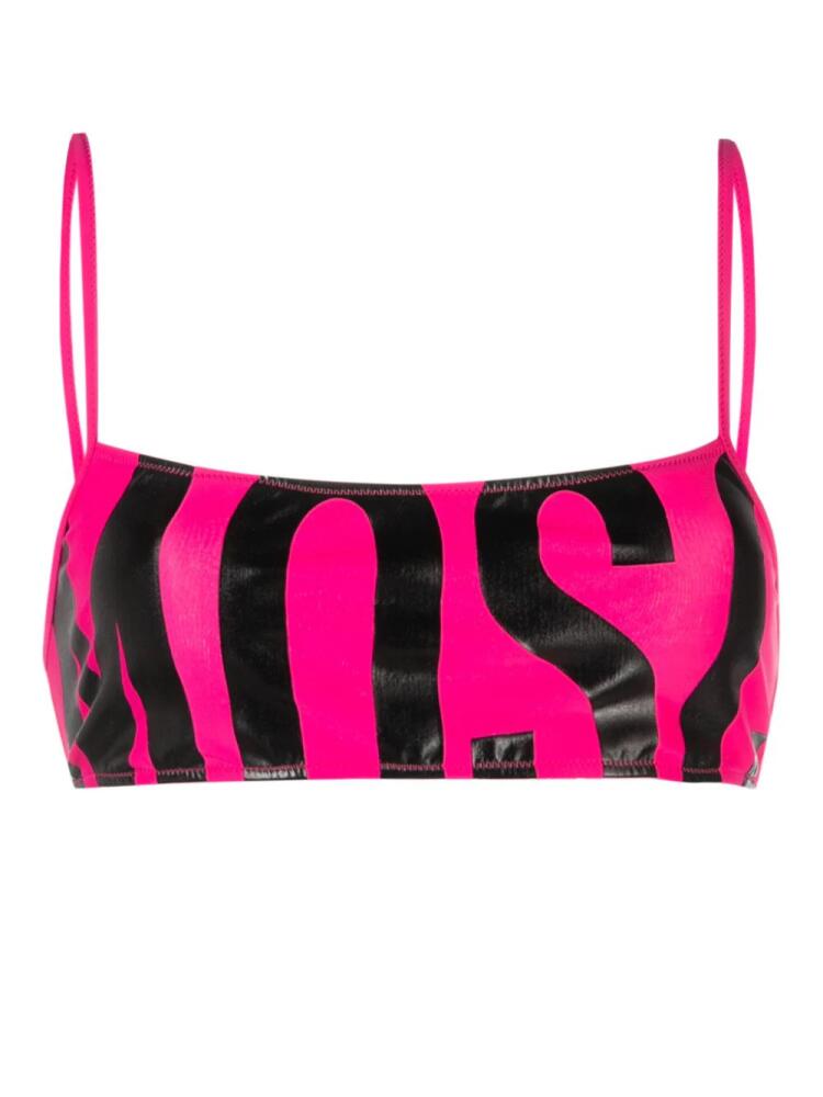 Moschino logo print square-neck bikini top - Pink Cover