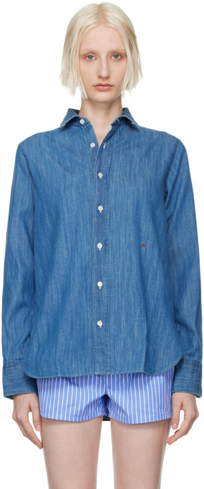 HommeGirls Blue Faded Cotton Shirt Cover