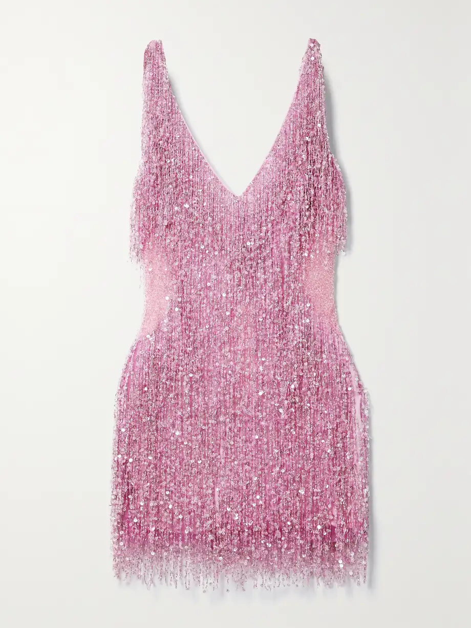 Naeem Khan - Gatsby Embellished Tulle Mini Dress - Pink Cover