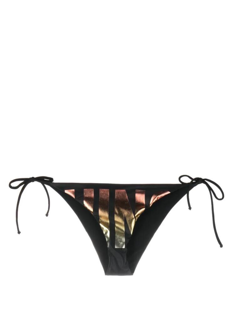 Moschino logo-print side-tie bikini bottom - Black Cover