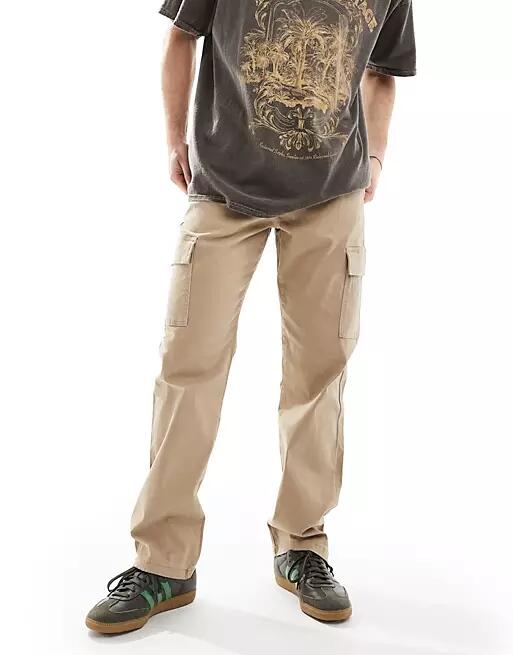 ONLY & SONS Edge straight fit cargo pants in beige-Neutral Cover