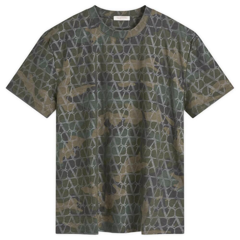 Valentino Men's V Logo Camo T Shirt in Army Cover