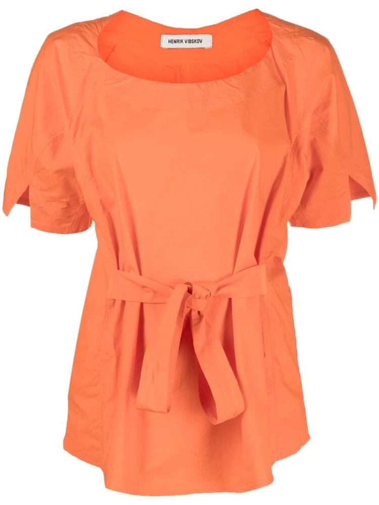 Henrik Vibskov tied-waist short-sleeved blouse - Orange Cover