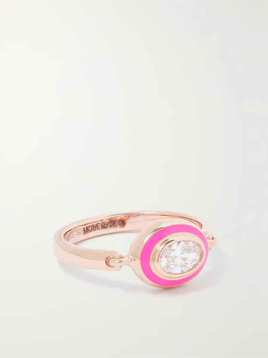 Melissa Kaye - Lenox Reign 18-karat Pink Gold, Enamel And Diamond Ring - 7 Cover