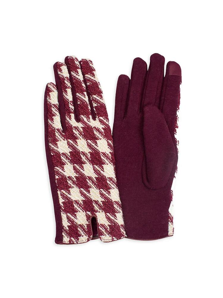 MARCUS ADLER Women's Houndstooth Touchscreen Gloves - Burgundy Cover