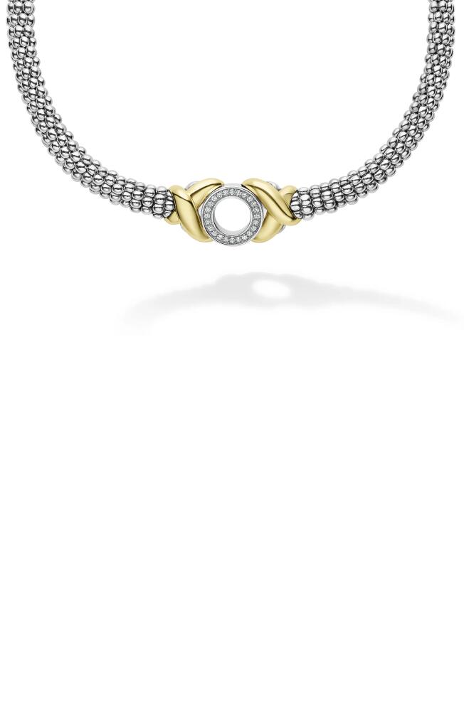 LAGOS Embrace Pavé Diamond Circle Caviar Necklace in Silver Cover