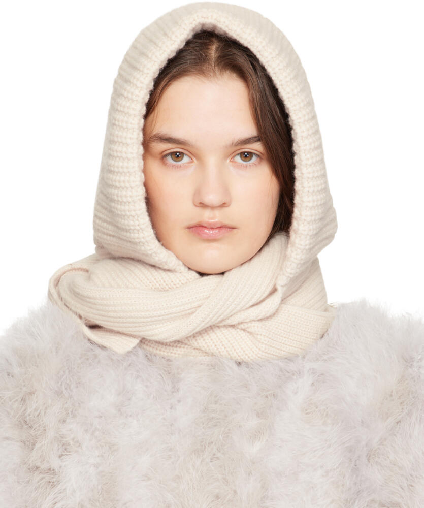 Yves Salomon Off-White Cashmere & Wool Hooded Scarf Cover