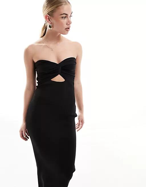 SNDYS bandeau cut out detail midaxi dress in black Cover