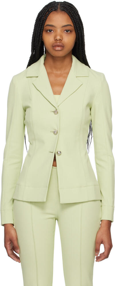 GANNI Green Notched Lapel Blazer Cover