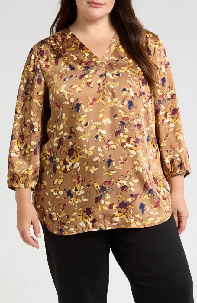 Jones New York Floral Satin Top in Caramel Multi Cover