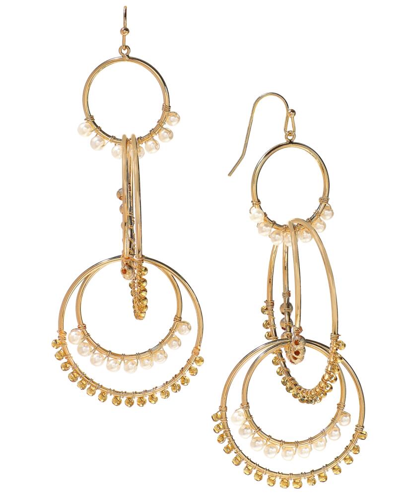 Style & Co Mixed Bead Orbital Drop Statement Earrings, Created for Macy's - Gold Cover