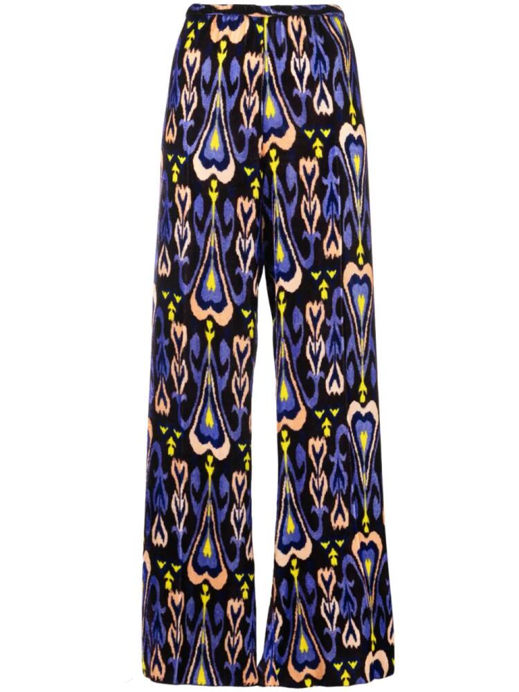 Forte Forte heart-print crushed velvet trousers - Blue Cover