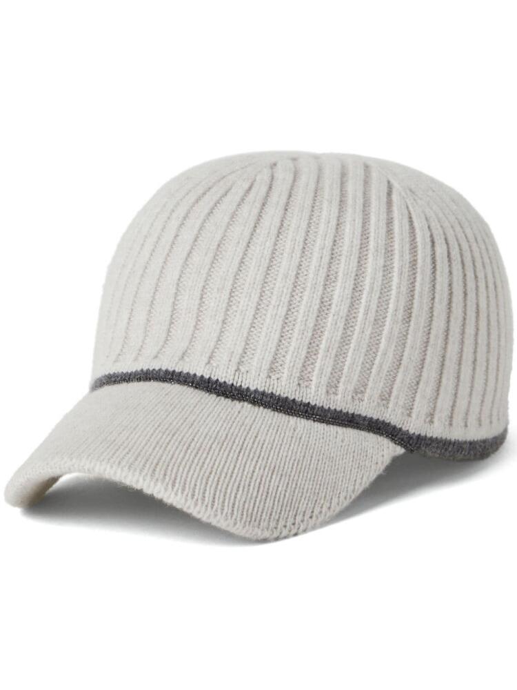 Brunello Cucinelli stripe-detail knitted cap - Neutrals Cover