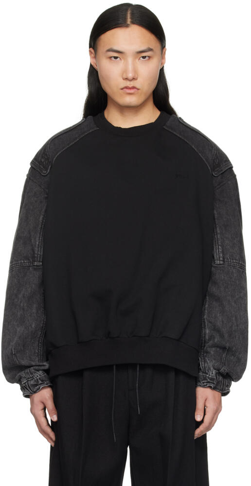 Juun.J Black Paneled Sweatshirt Cover