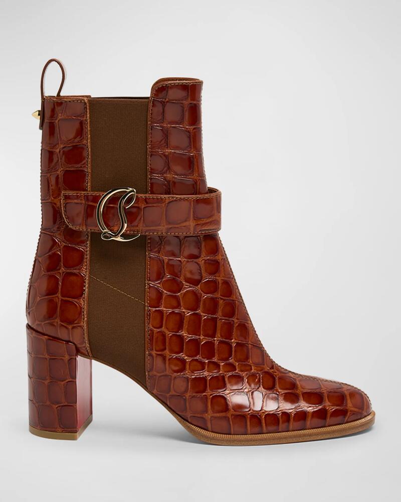 Christian Louboutin Croco Chelsea Red Sole Booties Cover