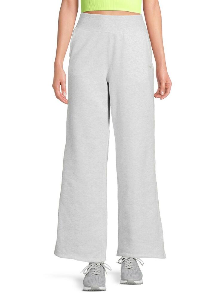 DKNY Sport Women's Heathered Wide Leg Pants - Optic Heather Cover