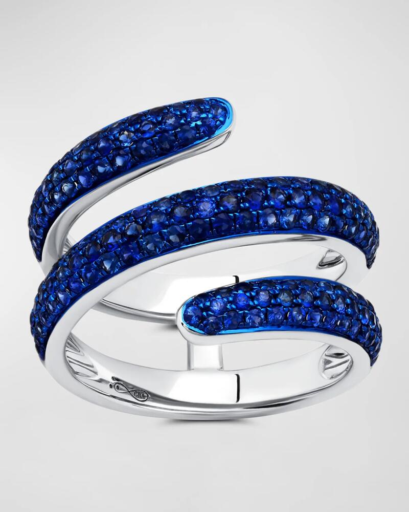 Graziela Gems Blue Rhodium and Blue Sapphire Coil Ring Cover