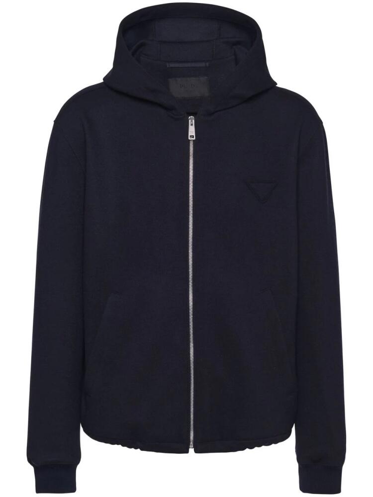 Prada zip-front wool hoodie - Blue Cover