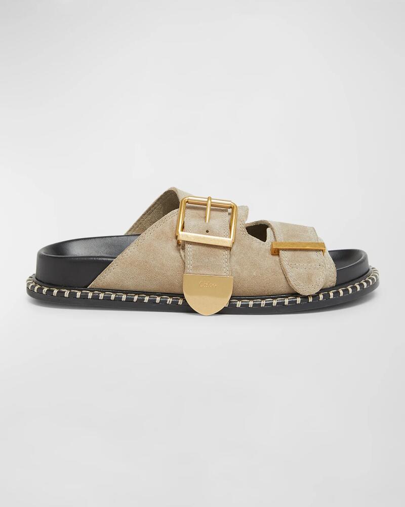 Chloe Rebecca Suede Dual-Buckle Slide Sandals Cover