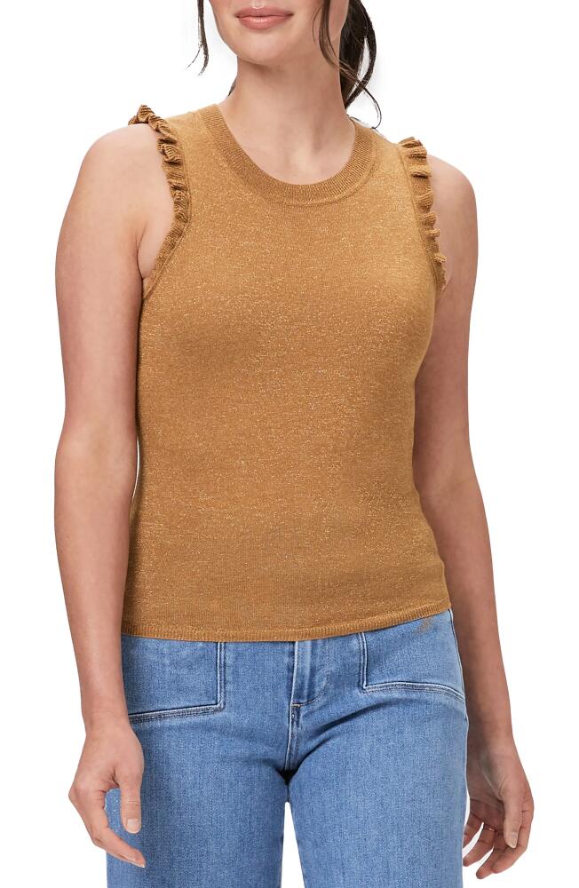 PAIGE Somi Metallic Ruffle Sleeveless Sweater in Camel Sparkle Cover