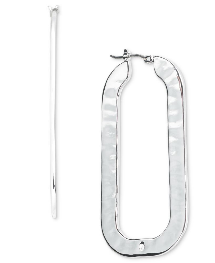 Style & Co Silver-Tone Rounded Rectangle Hoop Earrings, Created for Macy's - Silver Cover