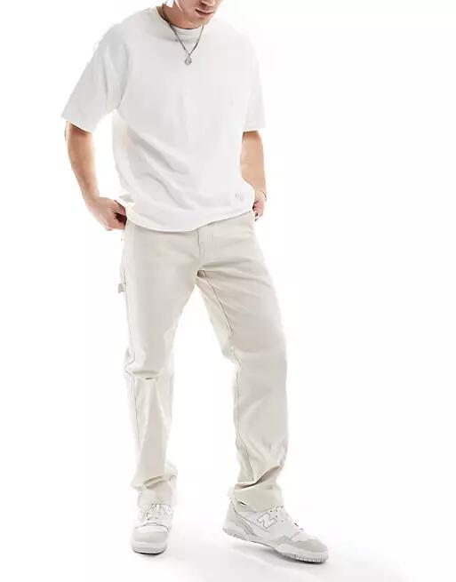 Only & Sons loose worker pants in off-white-Gray Cover