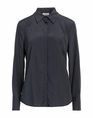 Peserico Woman Shirt Midnight blue Silk, Elastane Cover