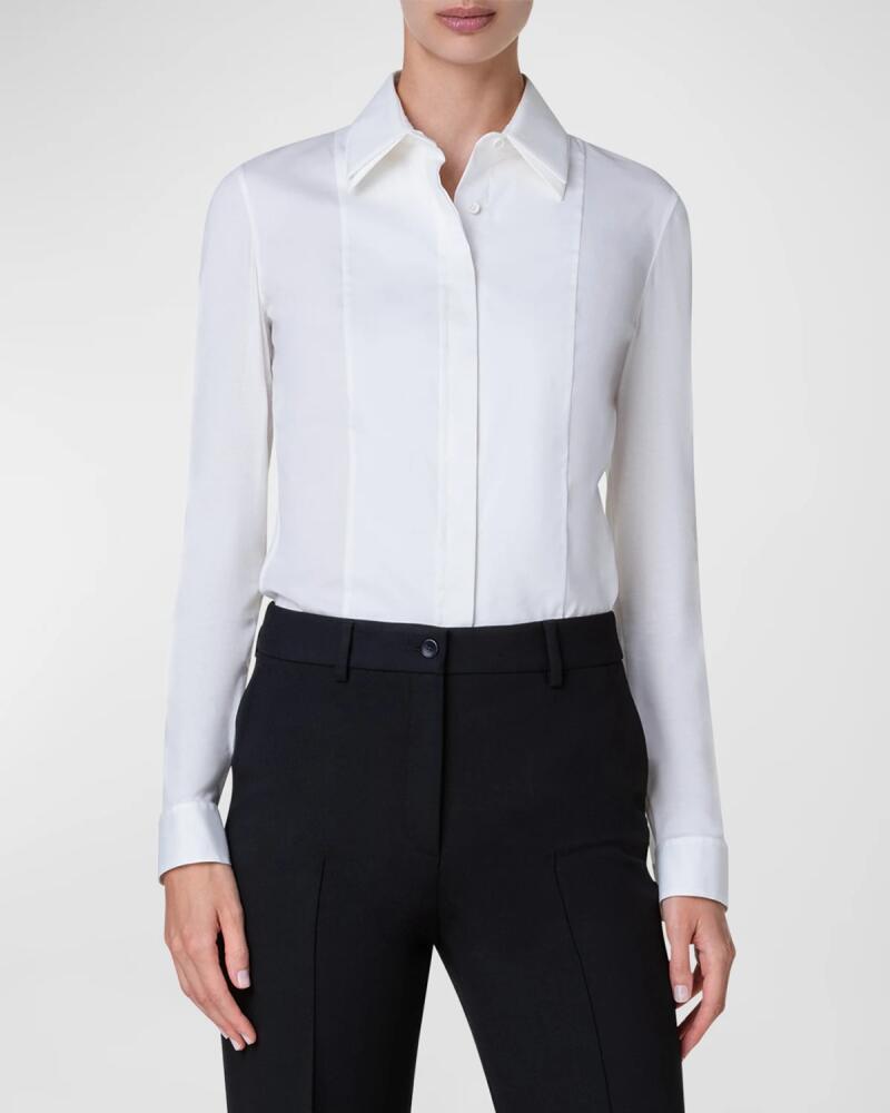 Akris punto Layered-Collar Bib-Front Blouse Cover