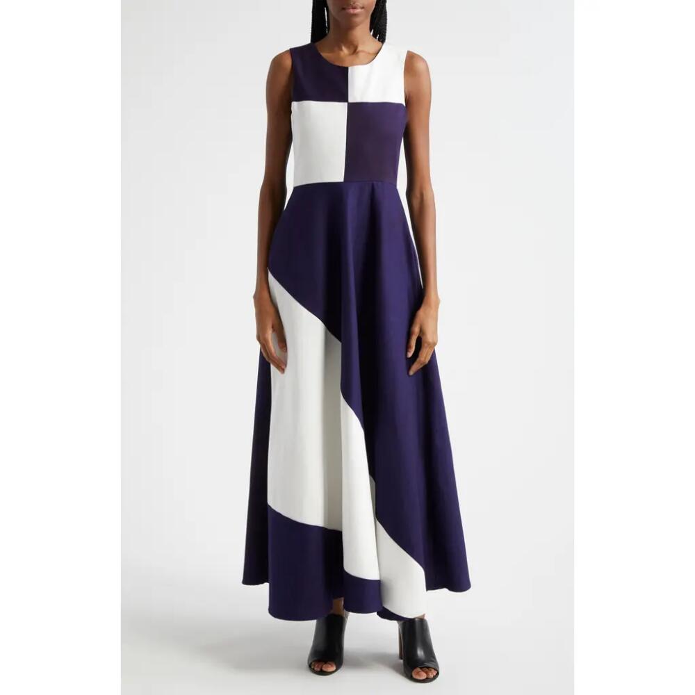 BUSAYO Dami Colorblock A-Line Dress in Indigo Blue, White Cover