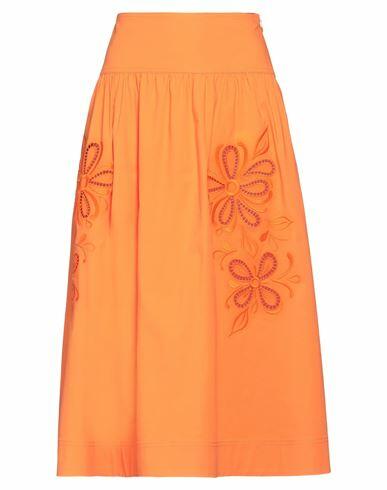 Boutique Moschino Woman Midi skirt Orange Cotton, Elastane Cover