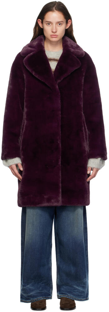 Stand Studio Purple Camille Cocoon Faux-Fur Coat Cover