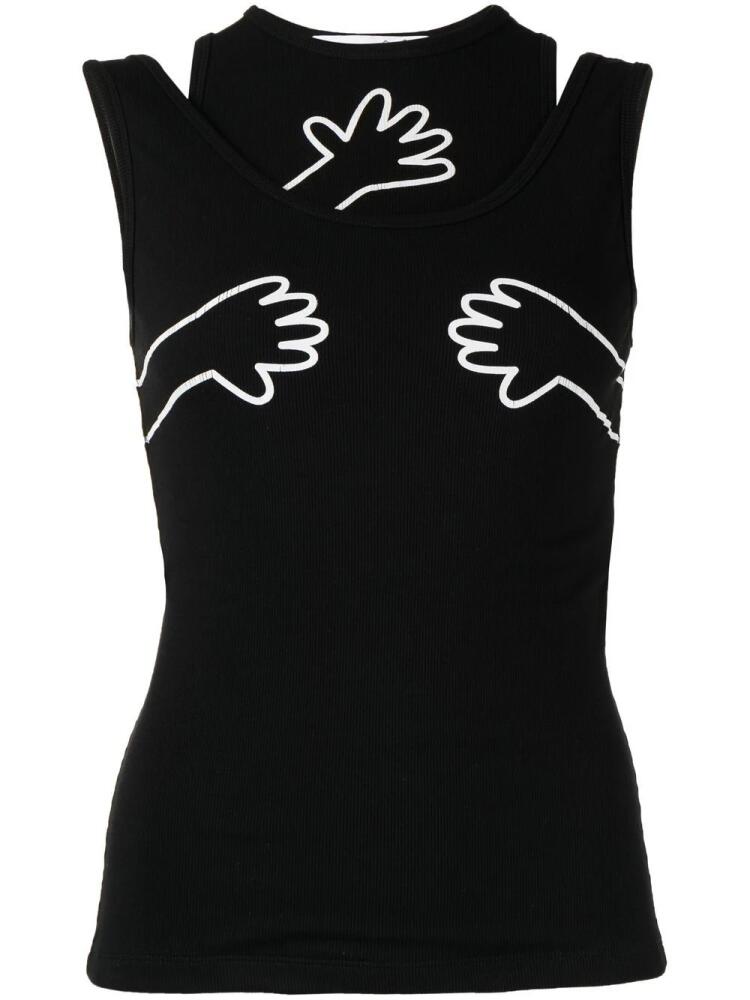 Natasha Zinko graphic-print cut-out tank - Black Cover