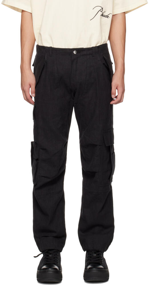 Rhude Black Paneled Cargo Pants Cover