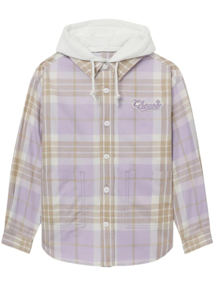 CHOCOOLATE logo-appliqué plaid jacket - Purple Cover