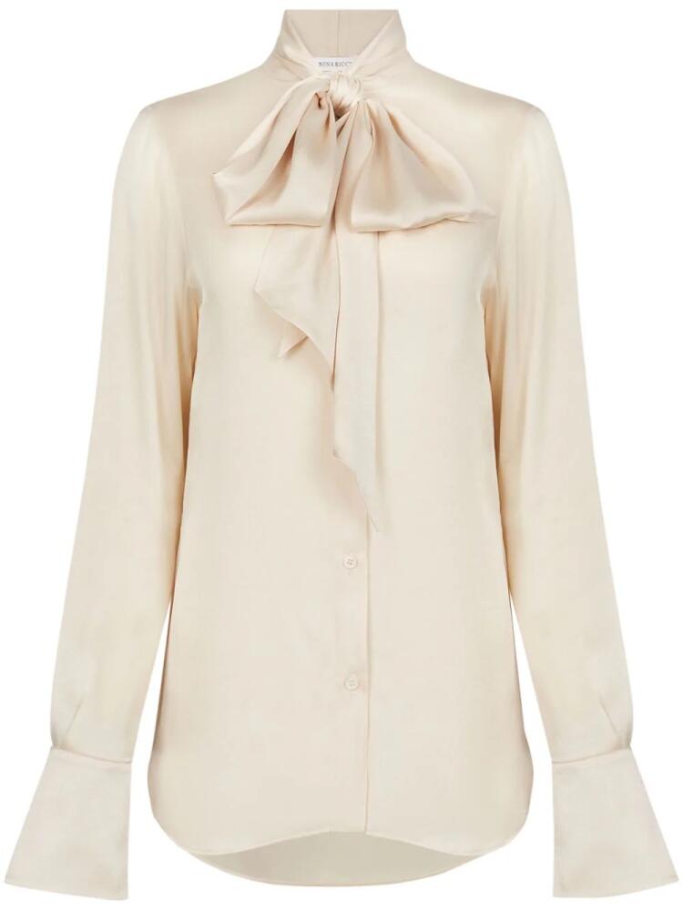 Nina Ricci pussy-bow satin blouse - Neutrals Cover