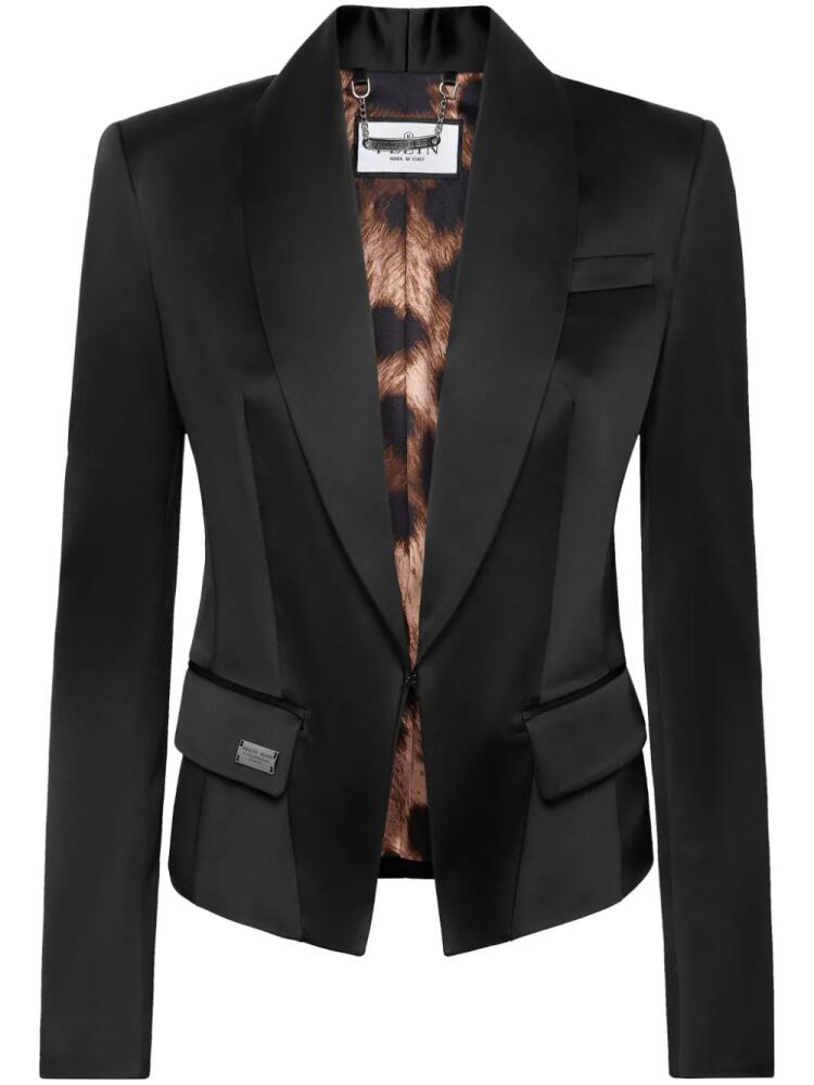 Philipp Plein satin-finish single-breasted blazer - Black Cover