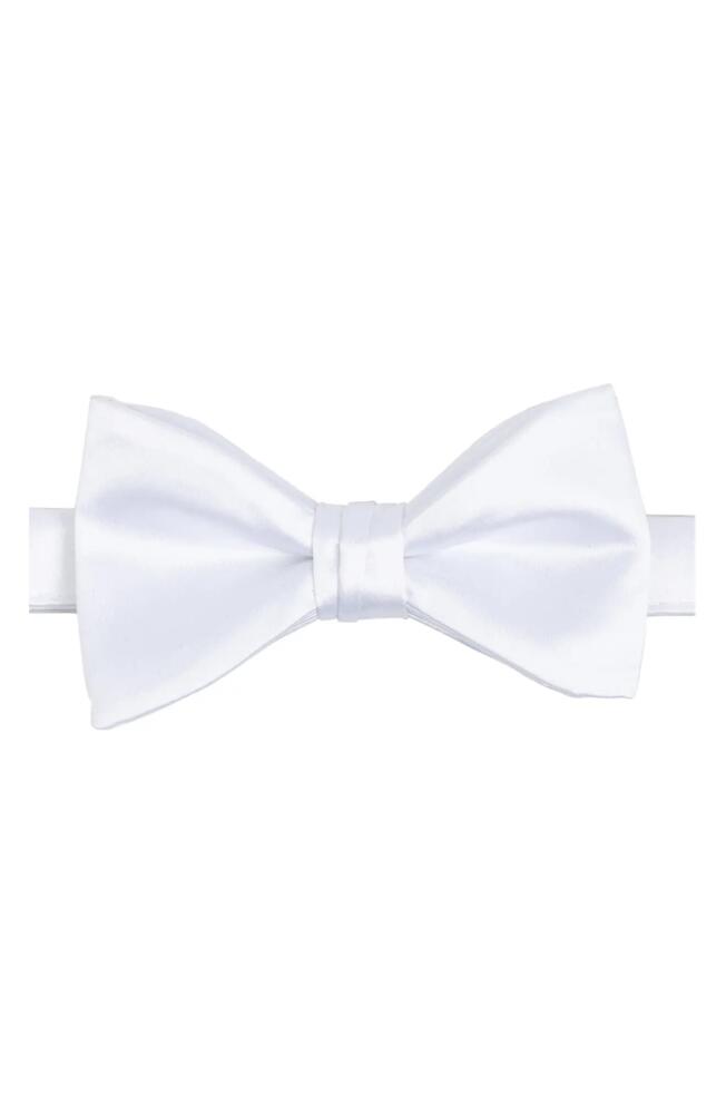 Brooklyn Brigade Solid Satin Pre-Tied Bow Tie in White Cover