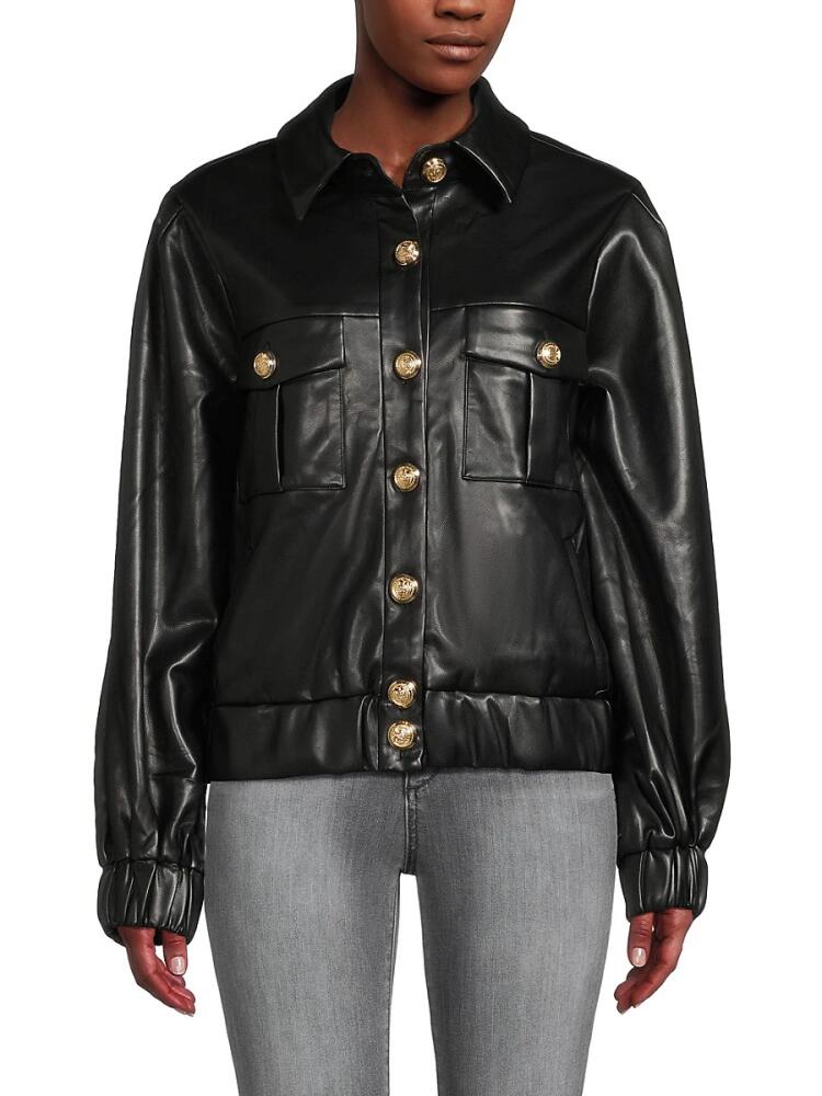 Endless Rose Women's Shank Faux Leather Trucker Jacket - Black Cover