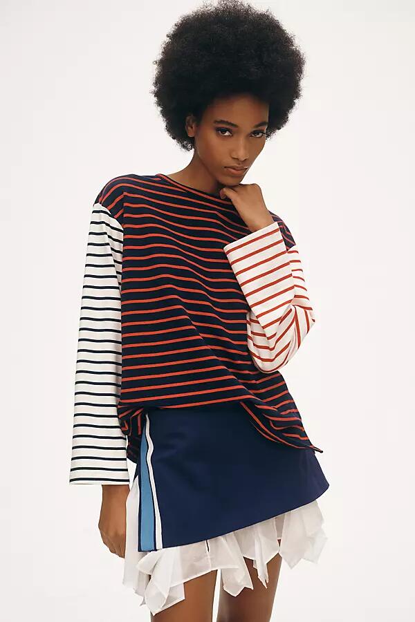 Maeve Sporty Stripe Micro Mini Skirt Cover